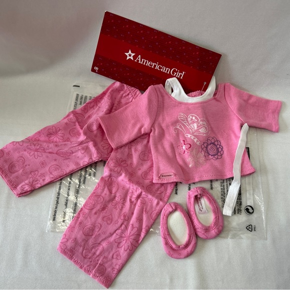American Girl 18” Doll Pink PJ Set With Sleepers & Hair Tie  NOS NIP - Picture 12 of 14